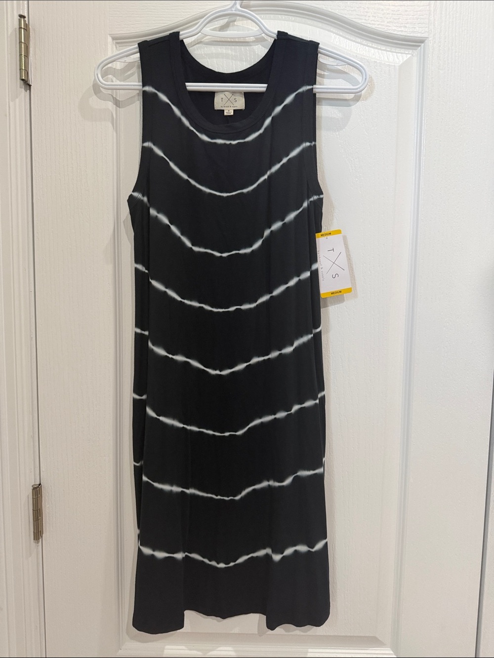 Thread & supply Sz M Black Tie-Dye Sleeveless Midi Dress NWT
